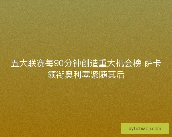 五大联赛每90分钟创造重大机会榜 萨卡领衔奥利塞紧随其后
